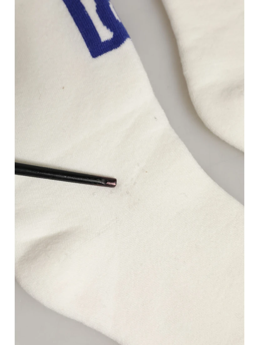 White Blue Cotton Logo Calf Women Accessory Socks