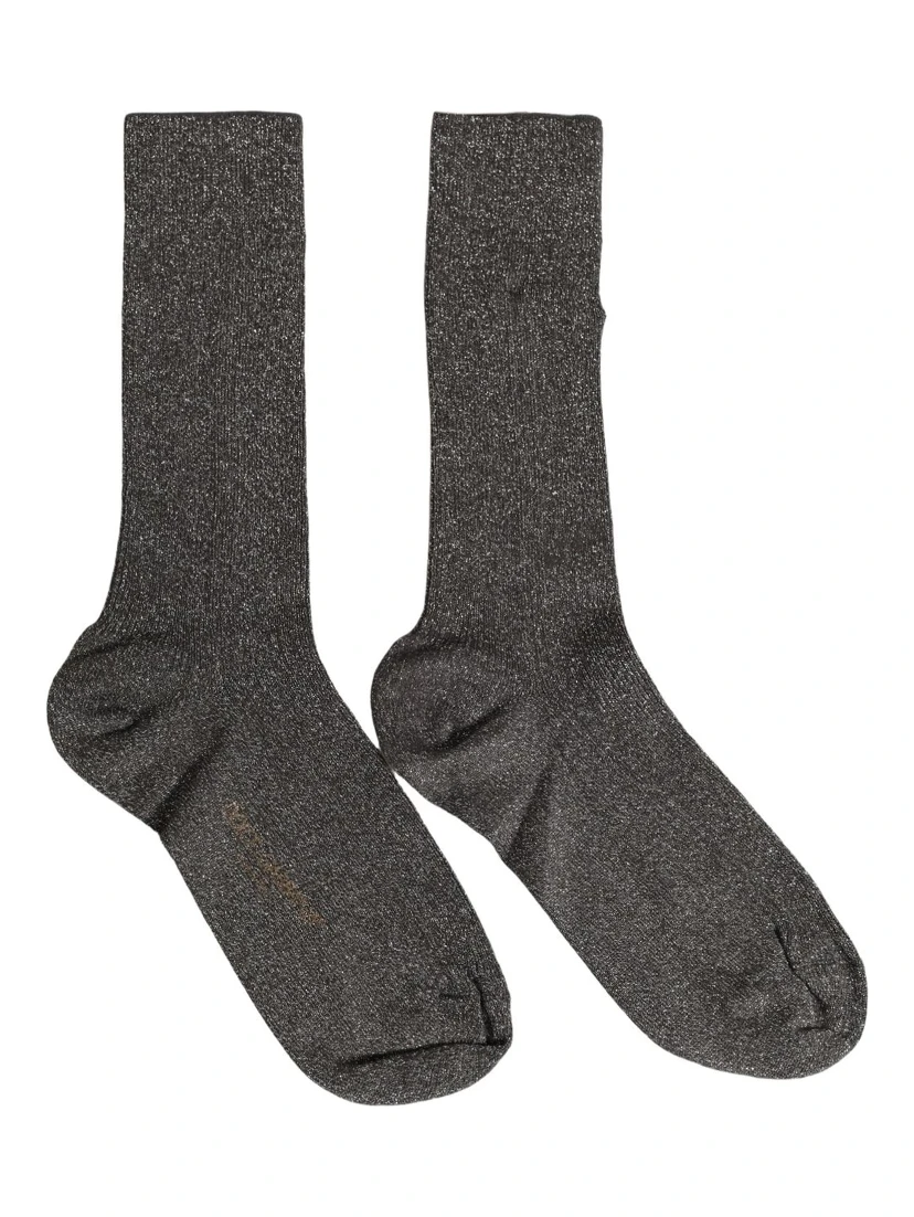 Dark Gray Viscose Logo Mid Calf Accessory Socks