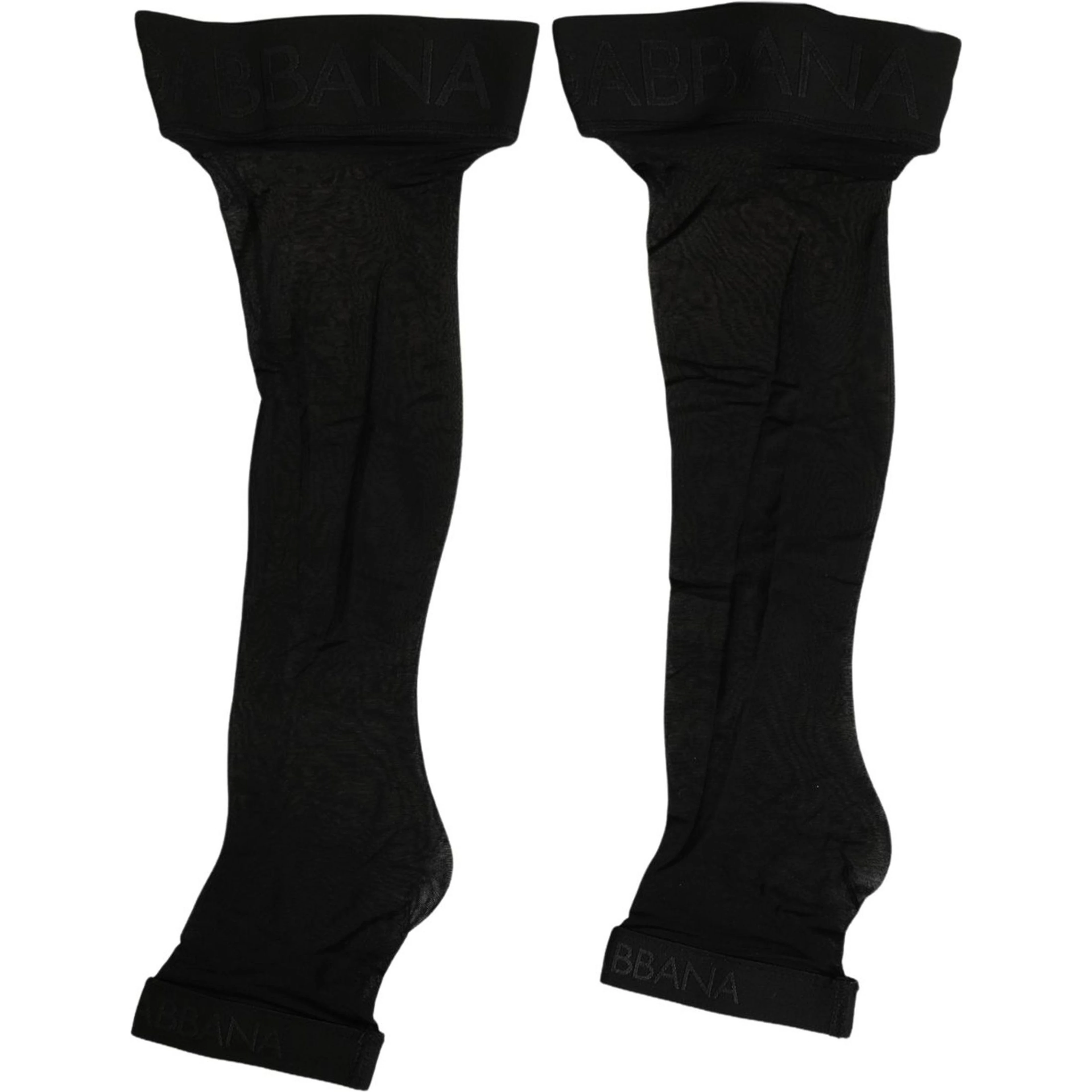Black Nylon Logo Calf Long Women Accessory Socks
