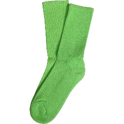 Green Cotton Ribbed Mid Calf Women Accessory Socks