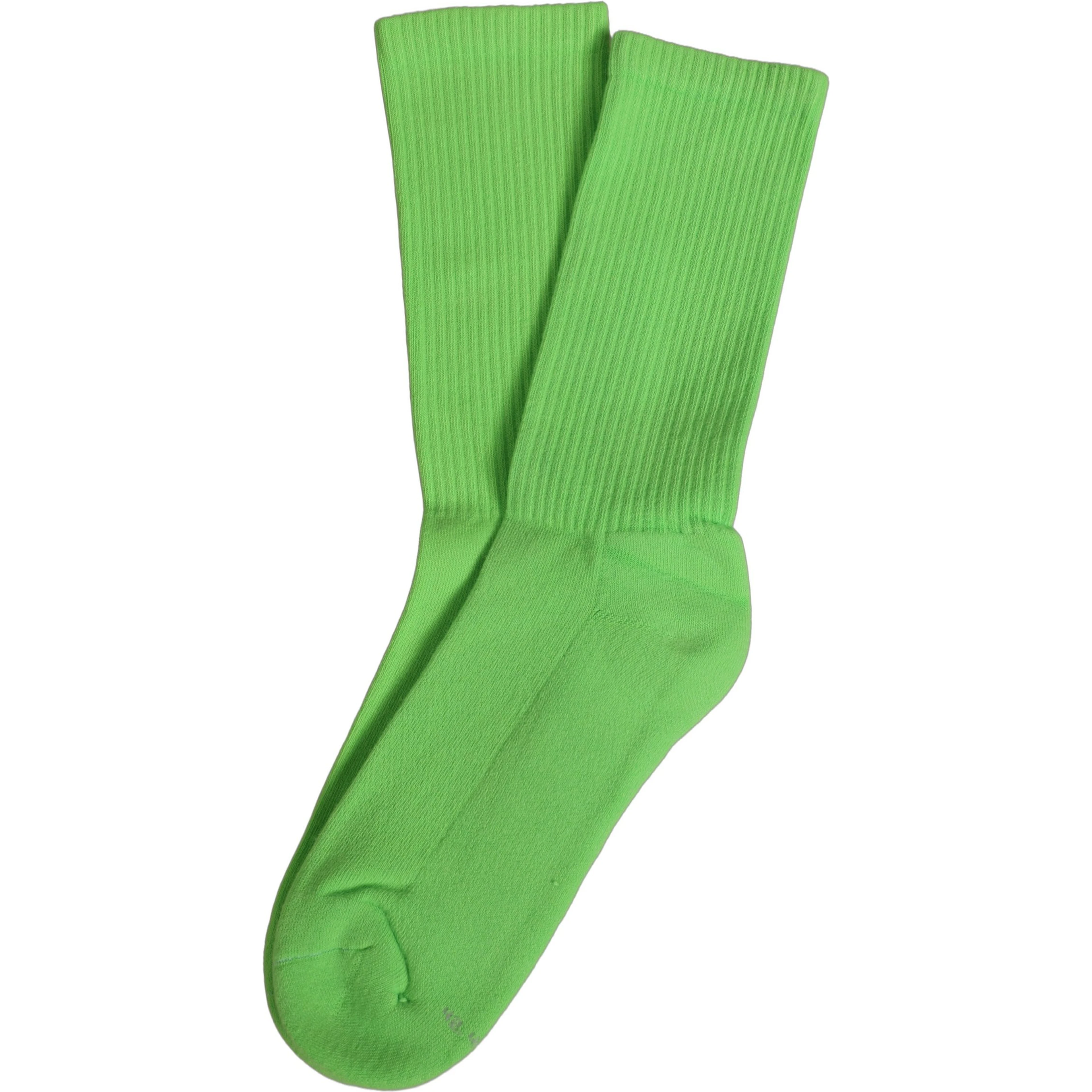 Green Cotton Ribbed Mid Calf Women Accessory Socks
