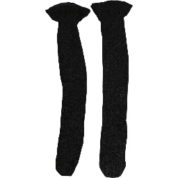 Black Wool Logo Calf Long Women Accessory Socks