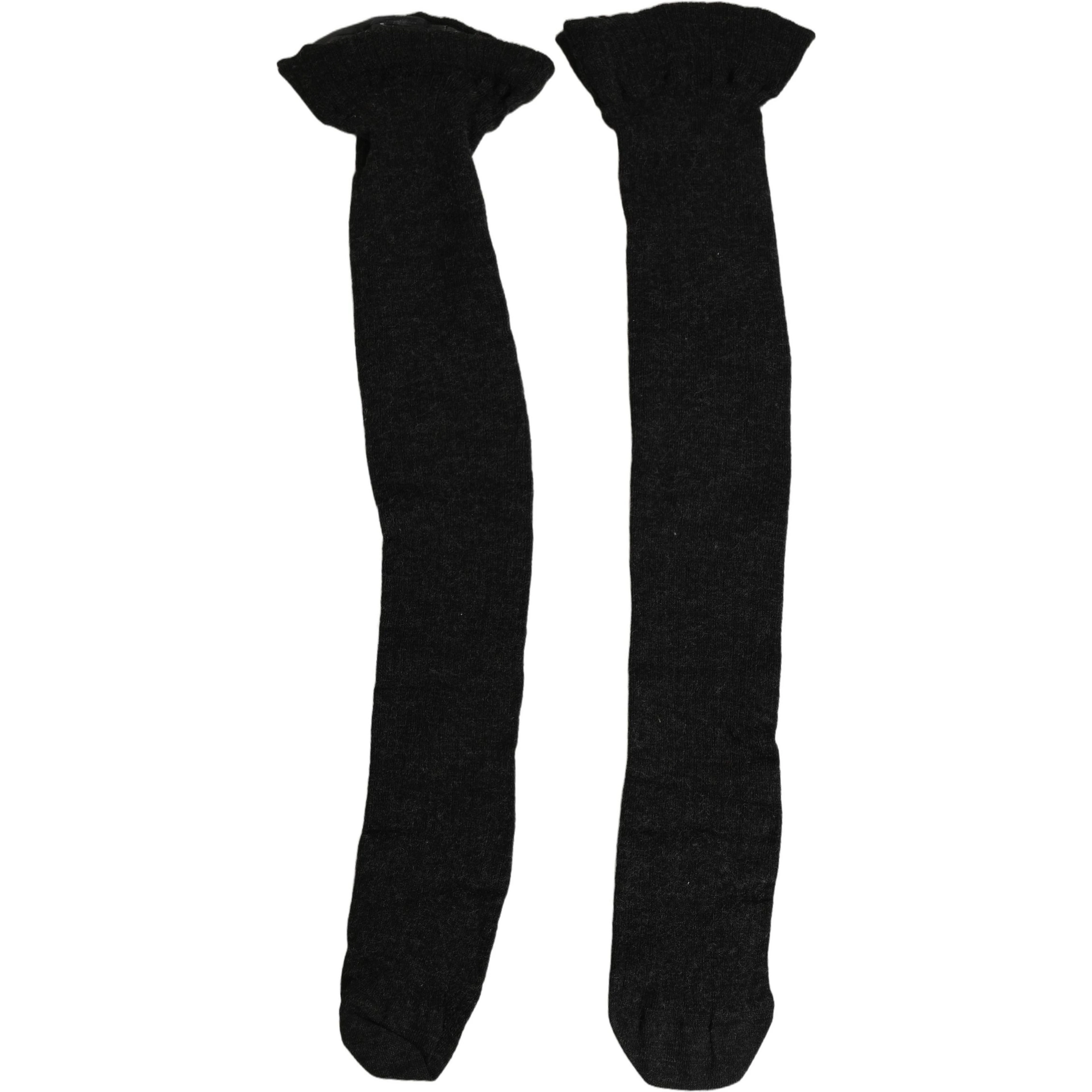 Black Wool Logo Calf Long Women Accessory Socks