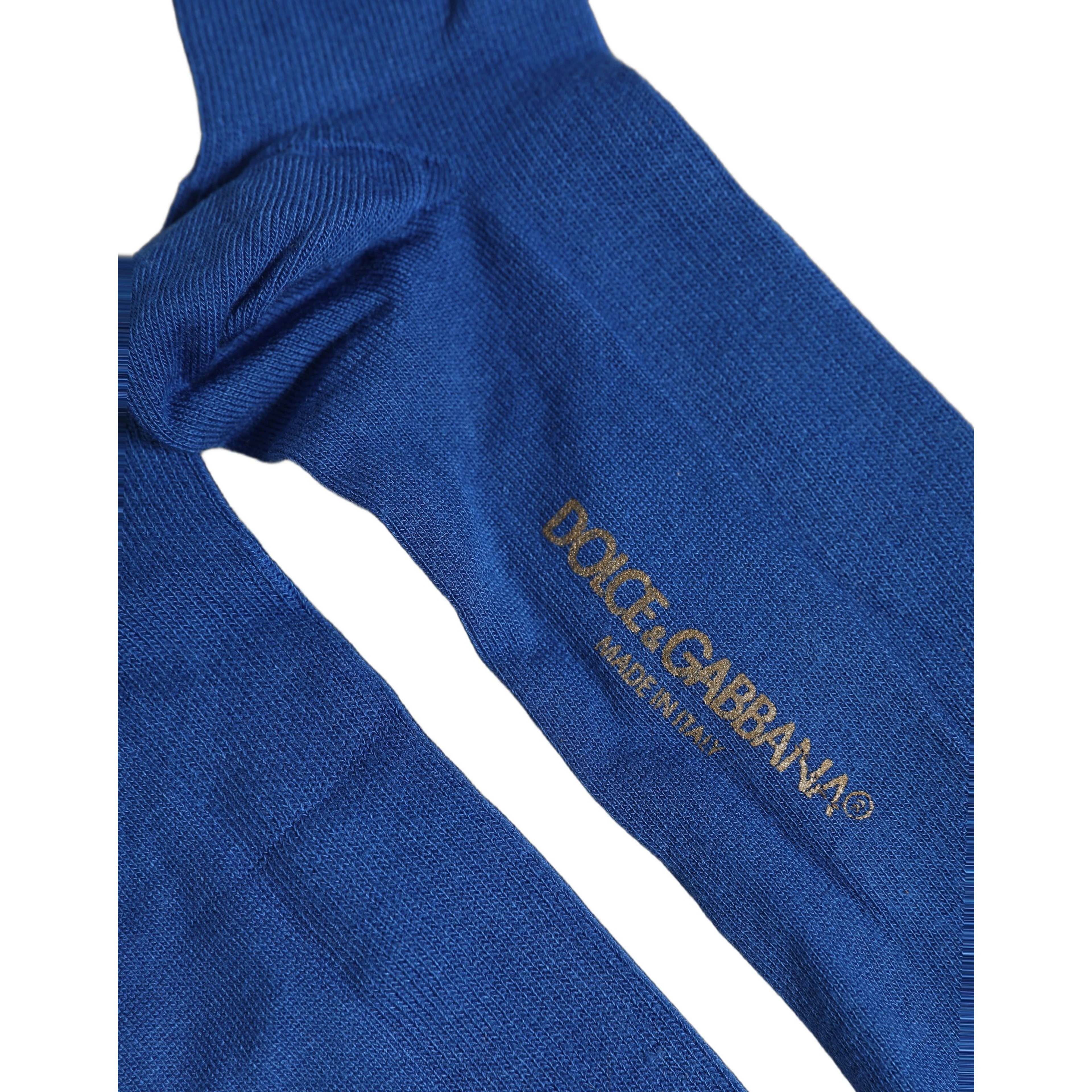 Blue Viscose Knitted Thigh High Accessory Socks