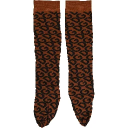 Brown Black Nylon DG Logo Mid Calf Accessory Socks
