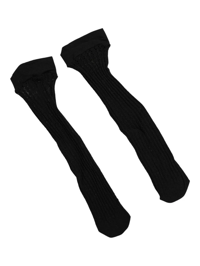Black Nylon Logo Calf Long Women Accessory Socks