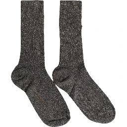 Dark Gray Viscose Logo Mid Calf Accessory Socks
