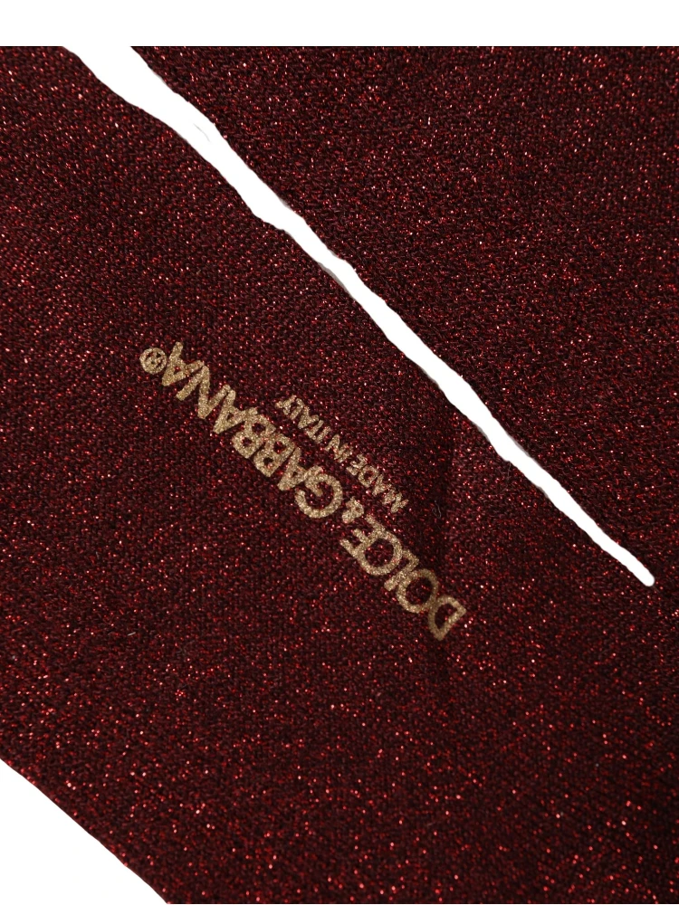Maroon Viscose DG Logo Mid Calf Accessory Socks