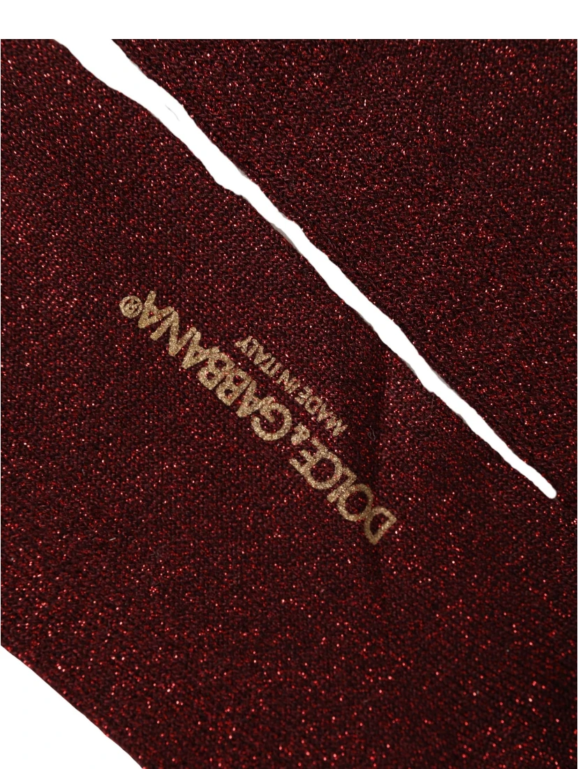 Maroon Viscose DG Logo Mid Calf Accessory Socks