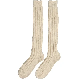 Beige Wool Stretch Knee High Accessory Socks