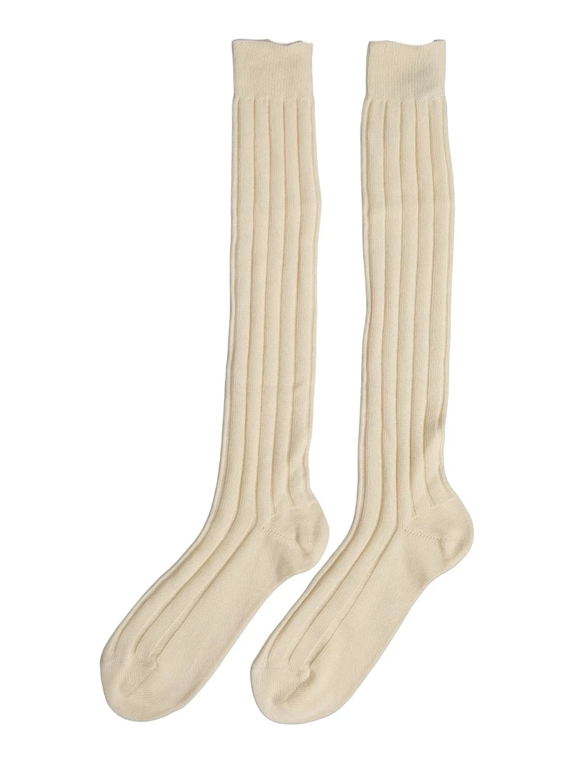 Beige Wool Stretch Knee High Accessory Socks