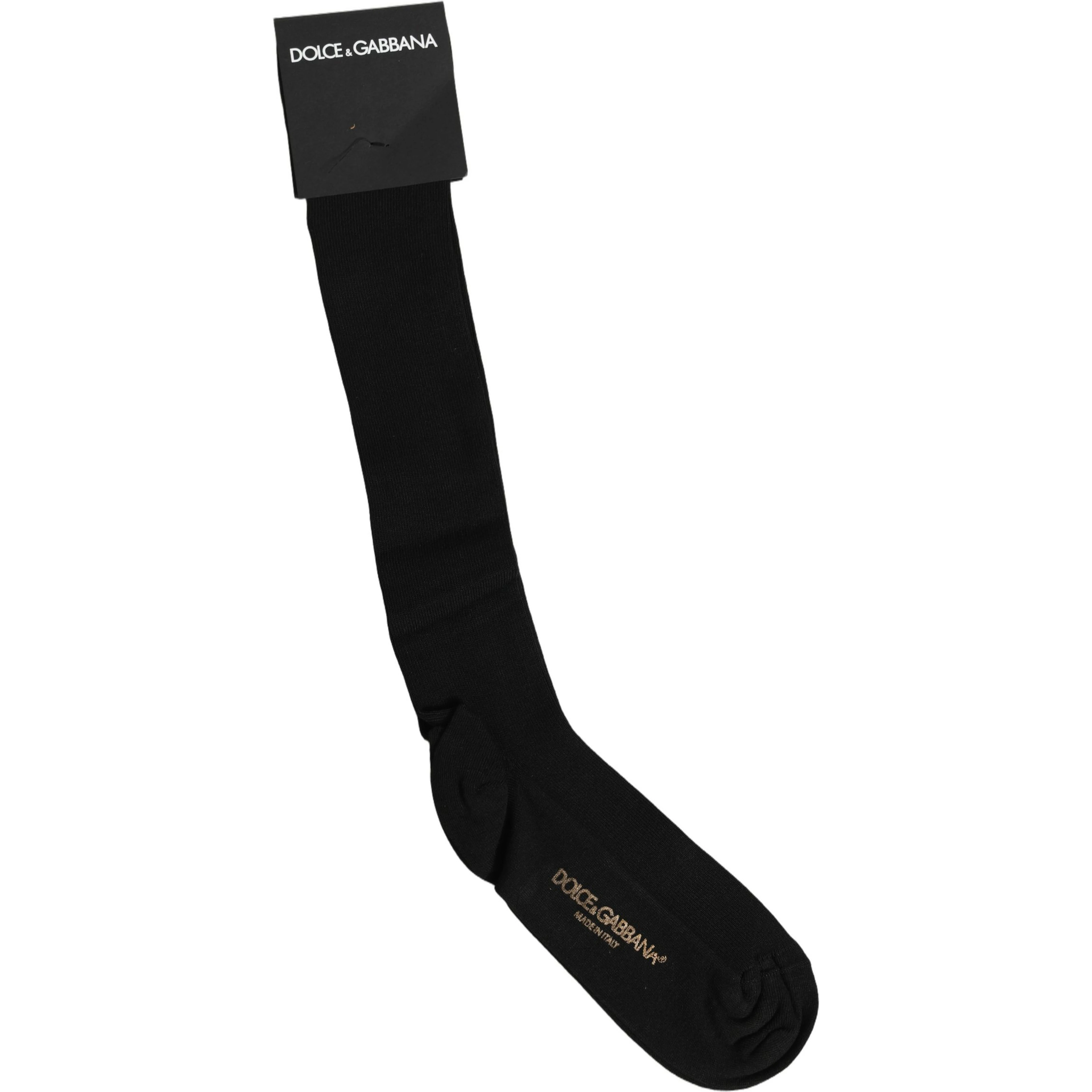 Black Viscose Logo Over The Calf Accessory Socks