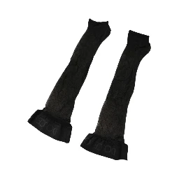 Black Nylon Logo Calf Long Women Accessory Socks