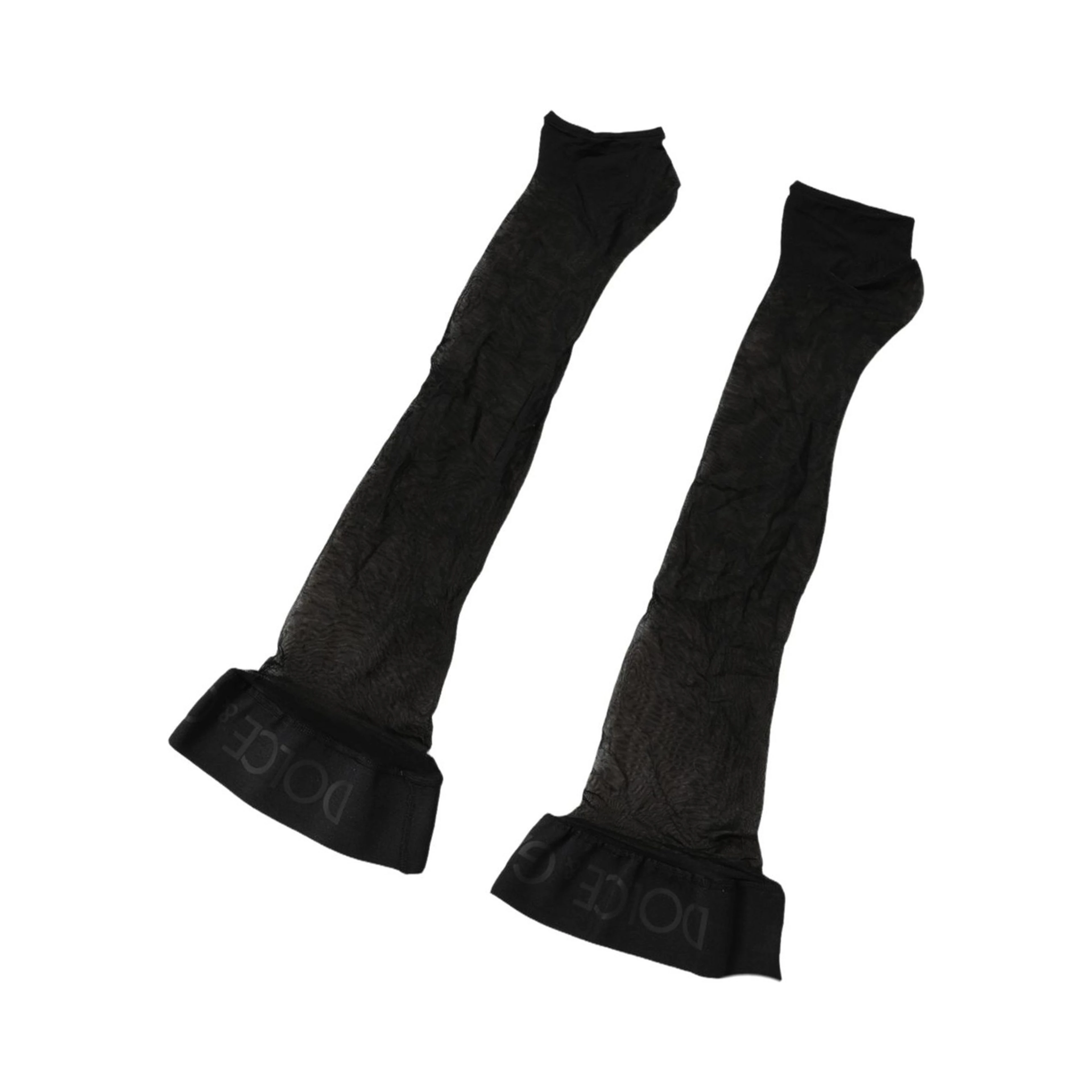 Black Nylon Logo Calf Long Women Accessory Socks