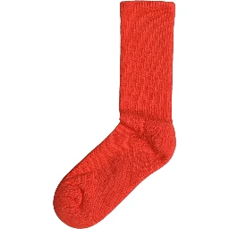 Red Cotton Ribbed Mid Calf Women Accessory Socks