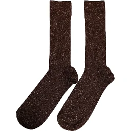 Dark Brown Viscose Logo Mid Calf Accessory Socks
