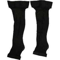 Black Nylon Logo Calf Long Women Accessory Socks
