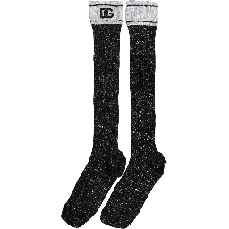 Black Viscose DG Logo Knee High Accessory Socks