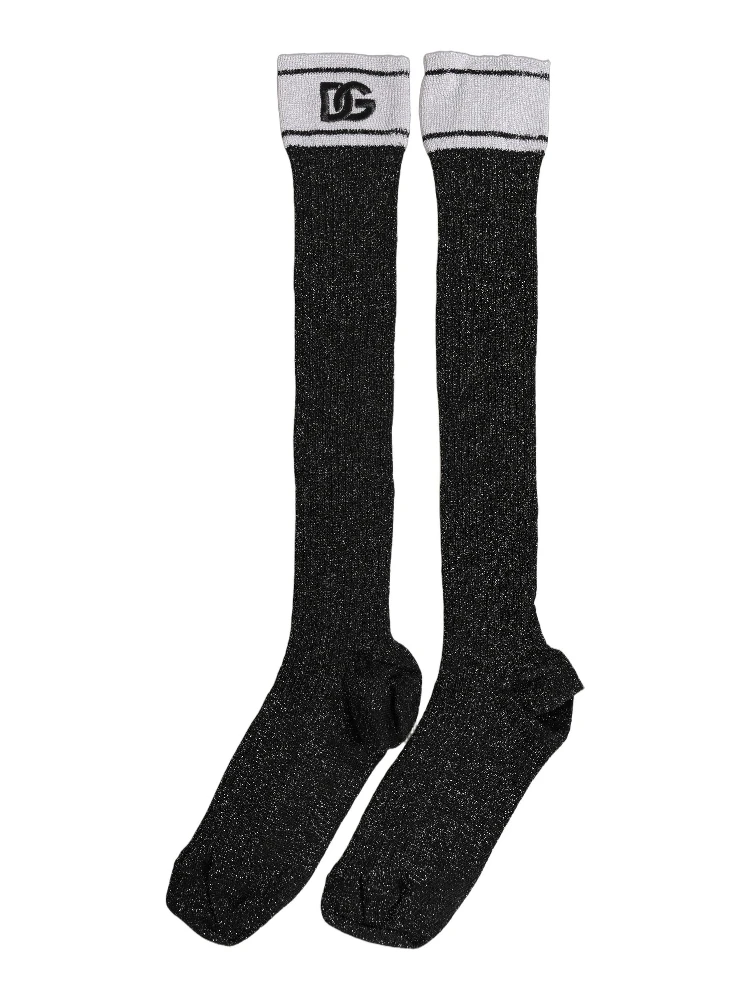 Black Viscose DG Logo Knee High Accessory Socks alternative