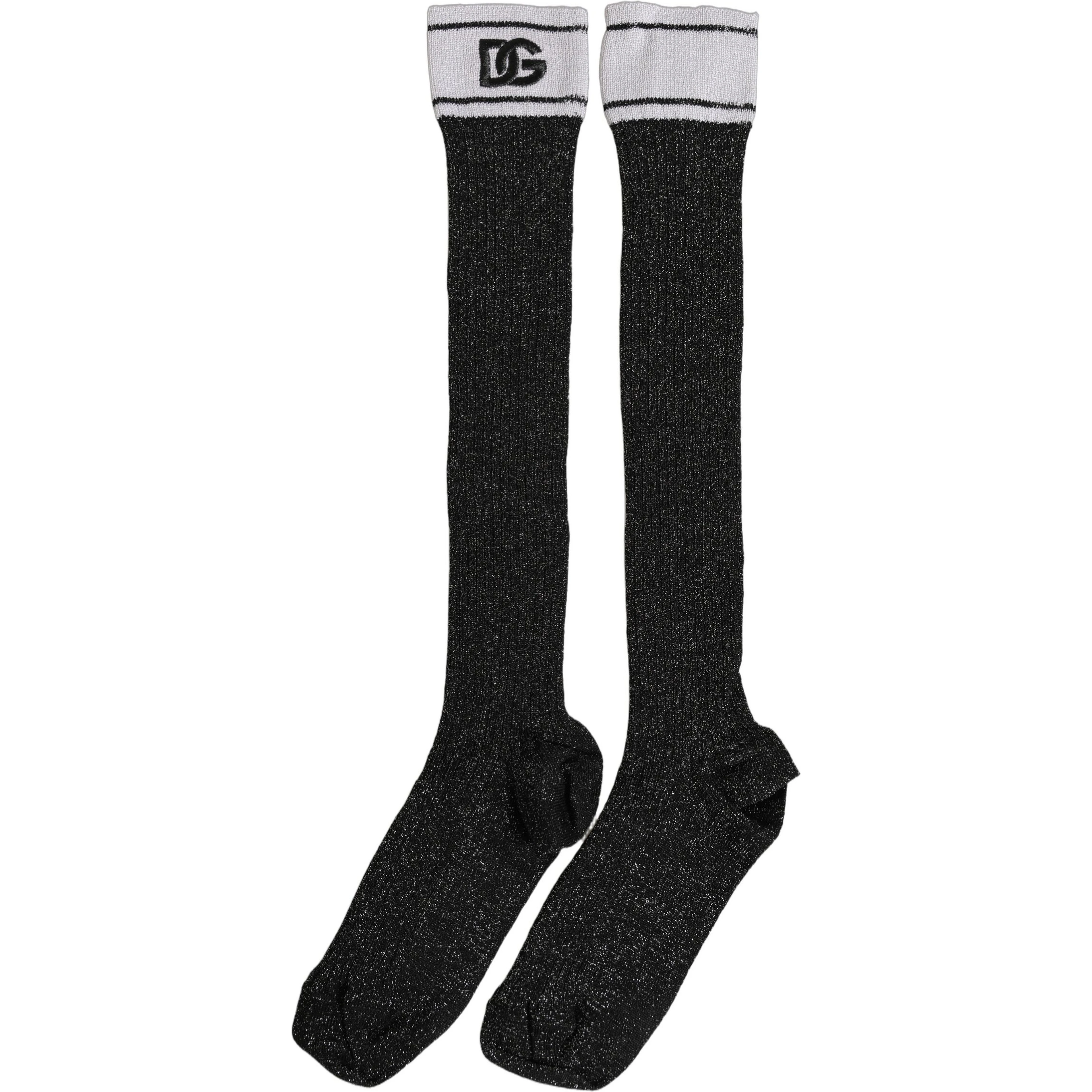 Black Viscose DG Logo Knee High Accessory Socks