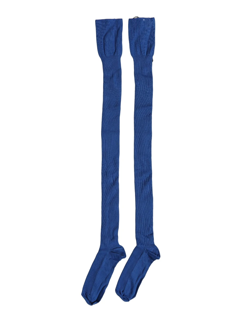 Blue Viscose Knitted Thigh High Accessory Socks