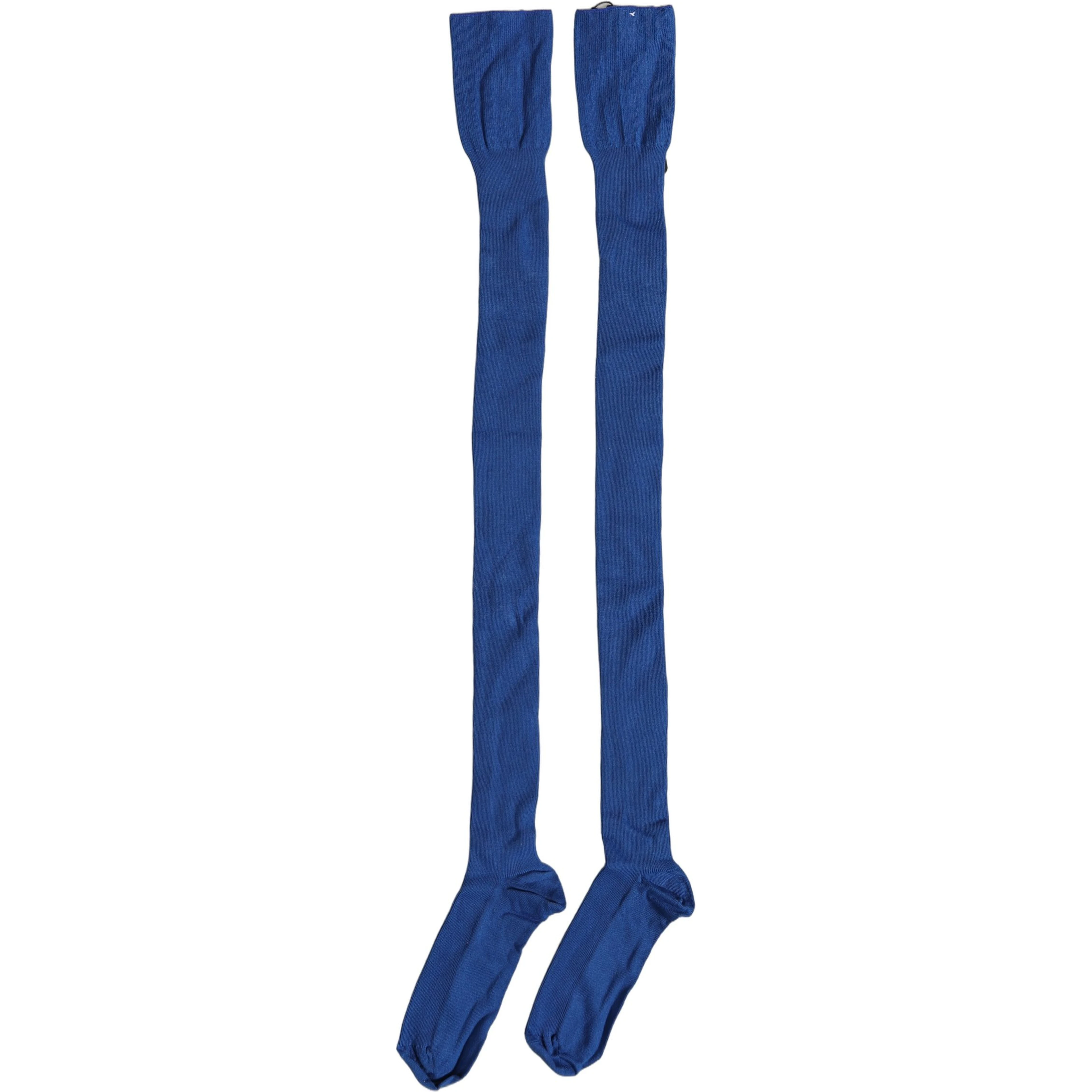 Blue Viscose Knitted Thigh High Accessory Socks