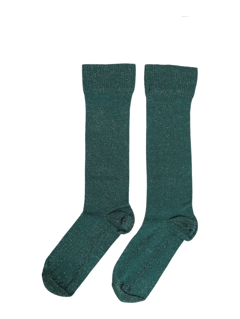 Dark Green Viscose Logo Mid Calf Accessory Socks