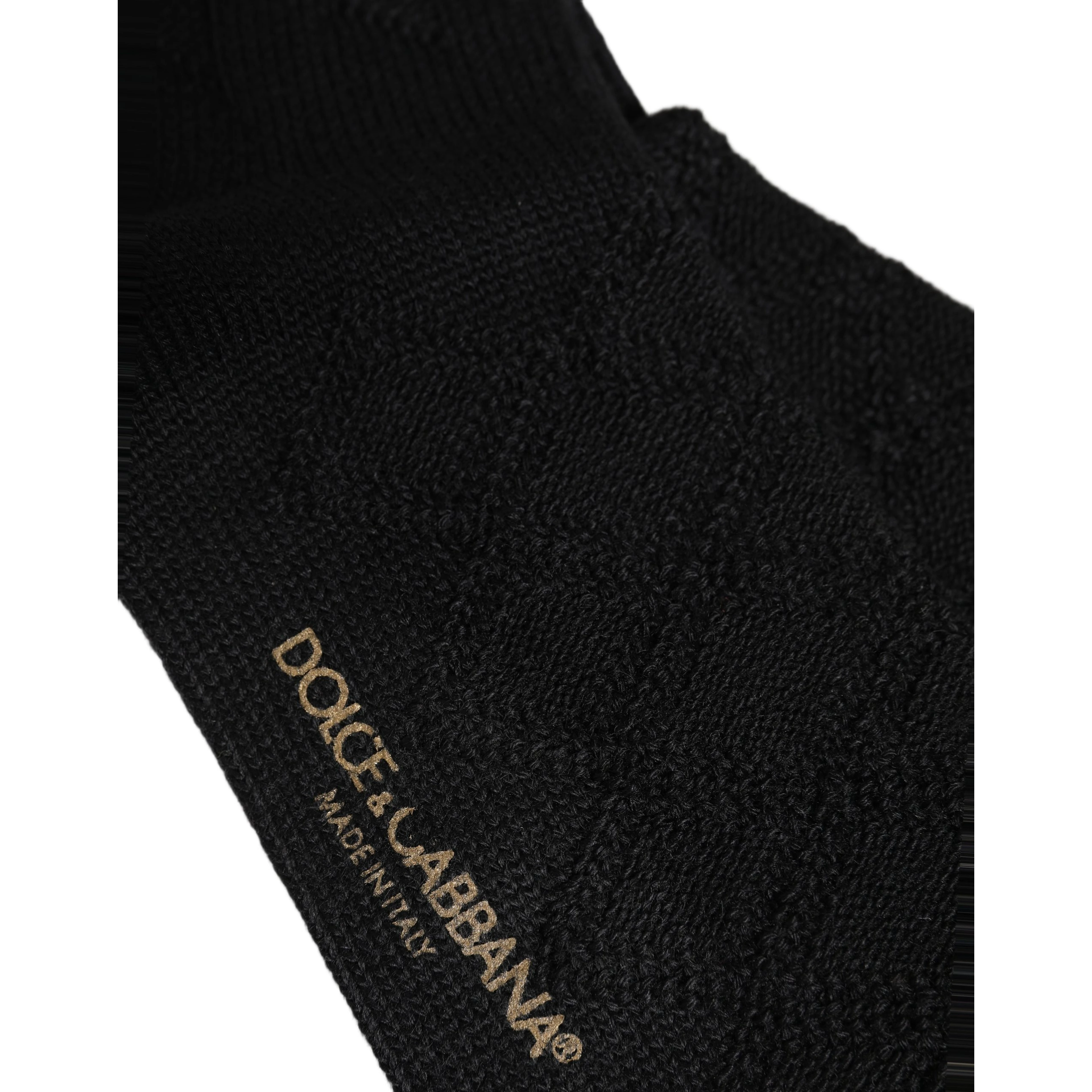 Black Wool Floral Over The Calf Accessory Socks