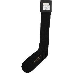 Black Viscose Logo Over The Calf Accessory Socks