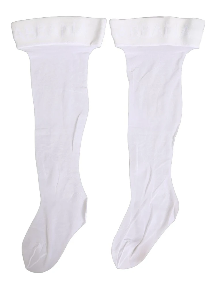 .White Nylon Logo Calf Long Women Accessory Socks alternative