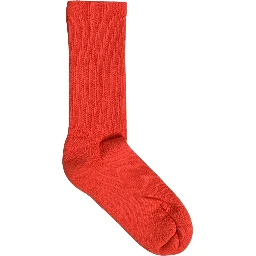 Red Cotton Ribbed Mid Calf Women Accessory Socks