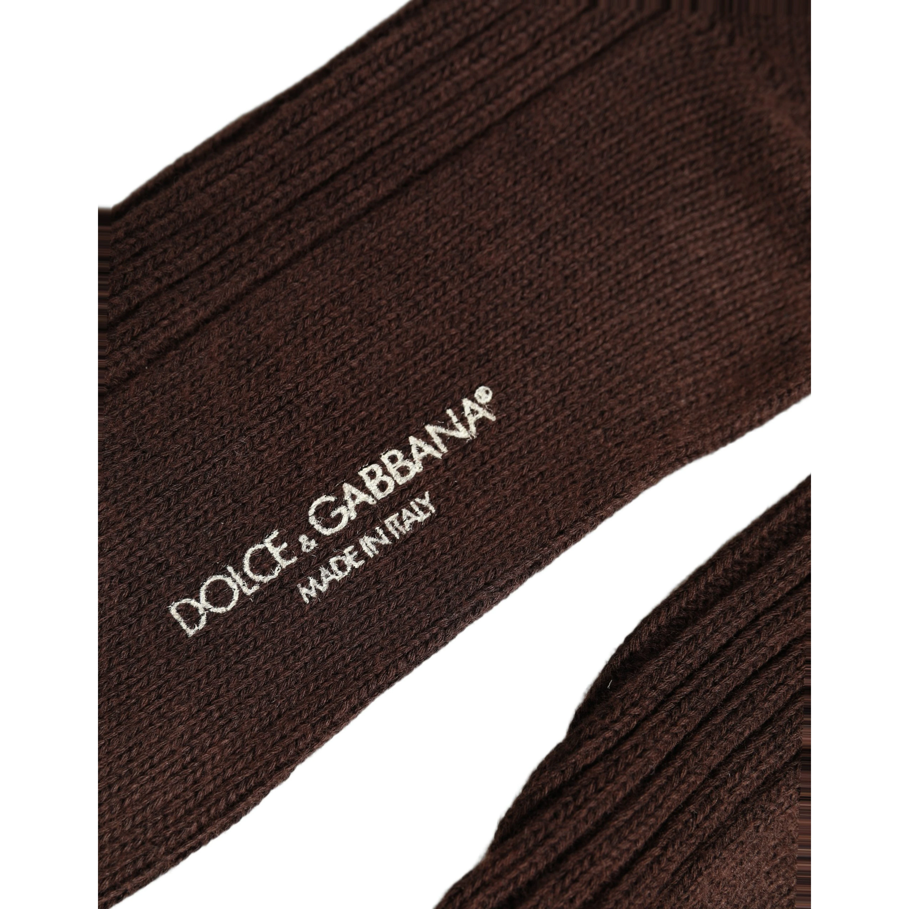 Dark Brown Wool DG Logo Mid Calf Accessory Socks