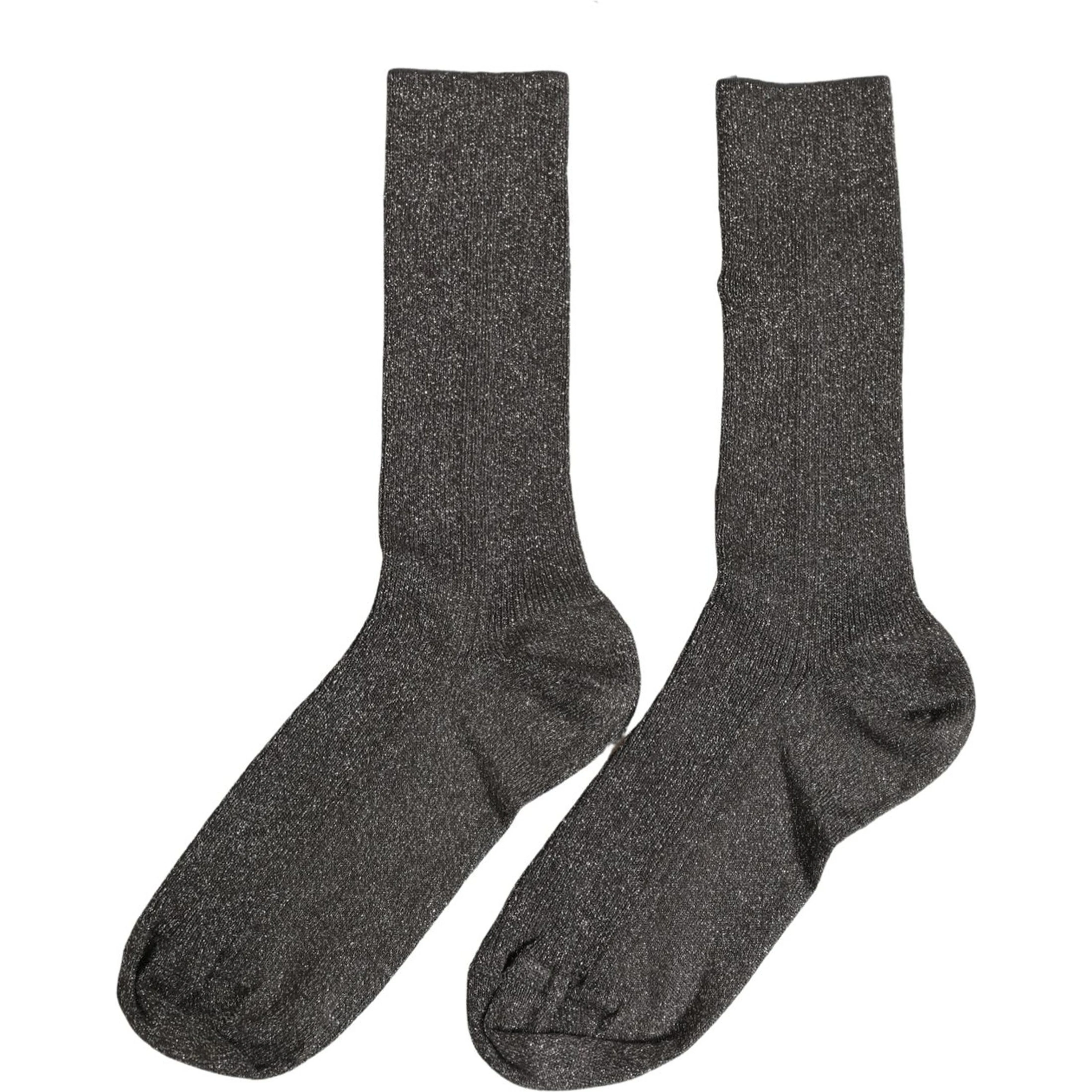 Dark Gray Viscose Logo Mid Calf Accessory Socks