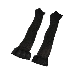 Black Nylon Logo Calf Long Women Accessory Socks