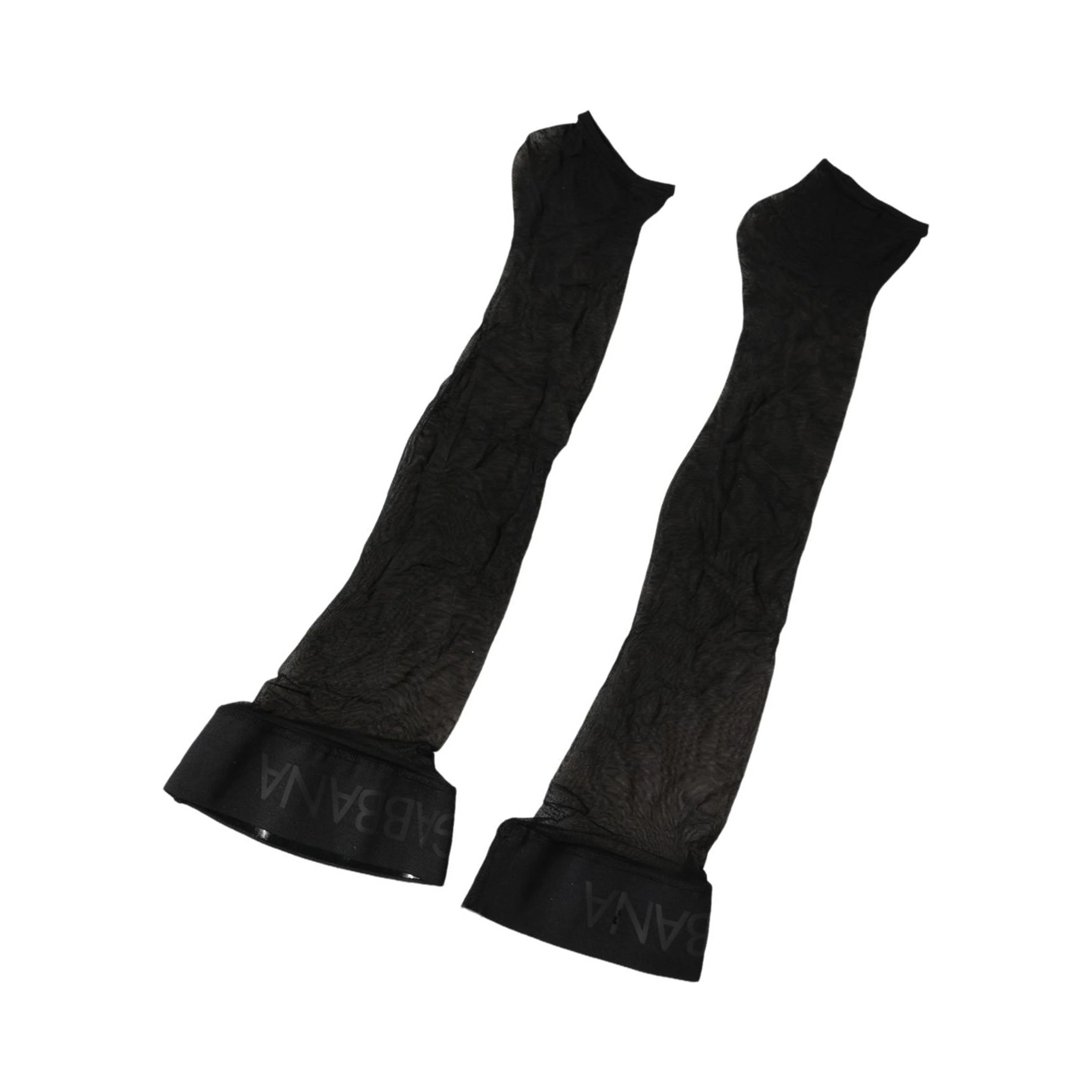 Black Nylon Logo Calf Long Women Accessory Socks