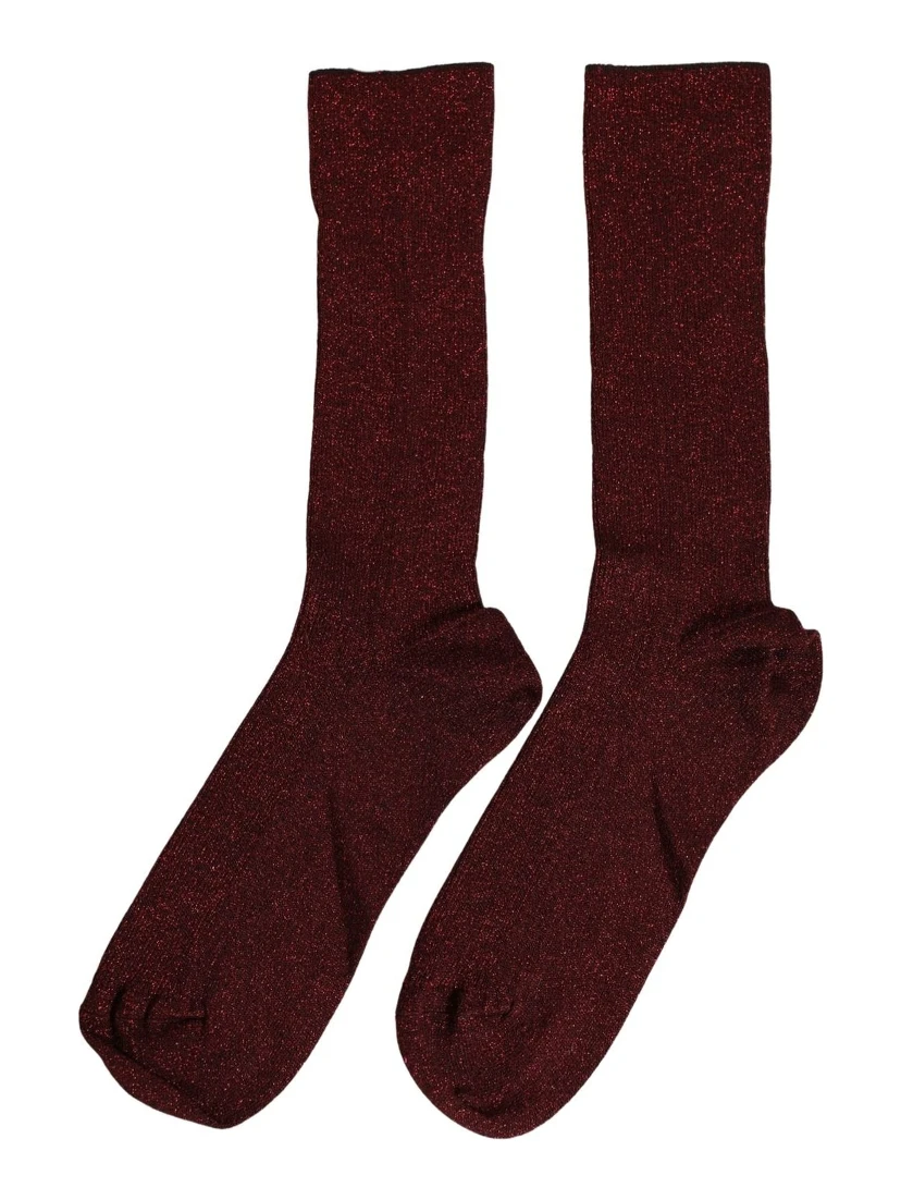 Maroon Viscose DG Logo Mid Calf Accessory Socks