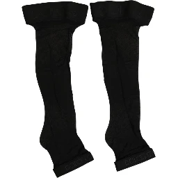 Black Nylon Logo Calf Long Women Accessory Socks