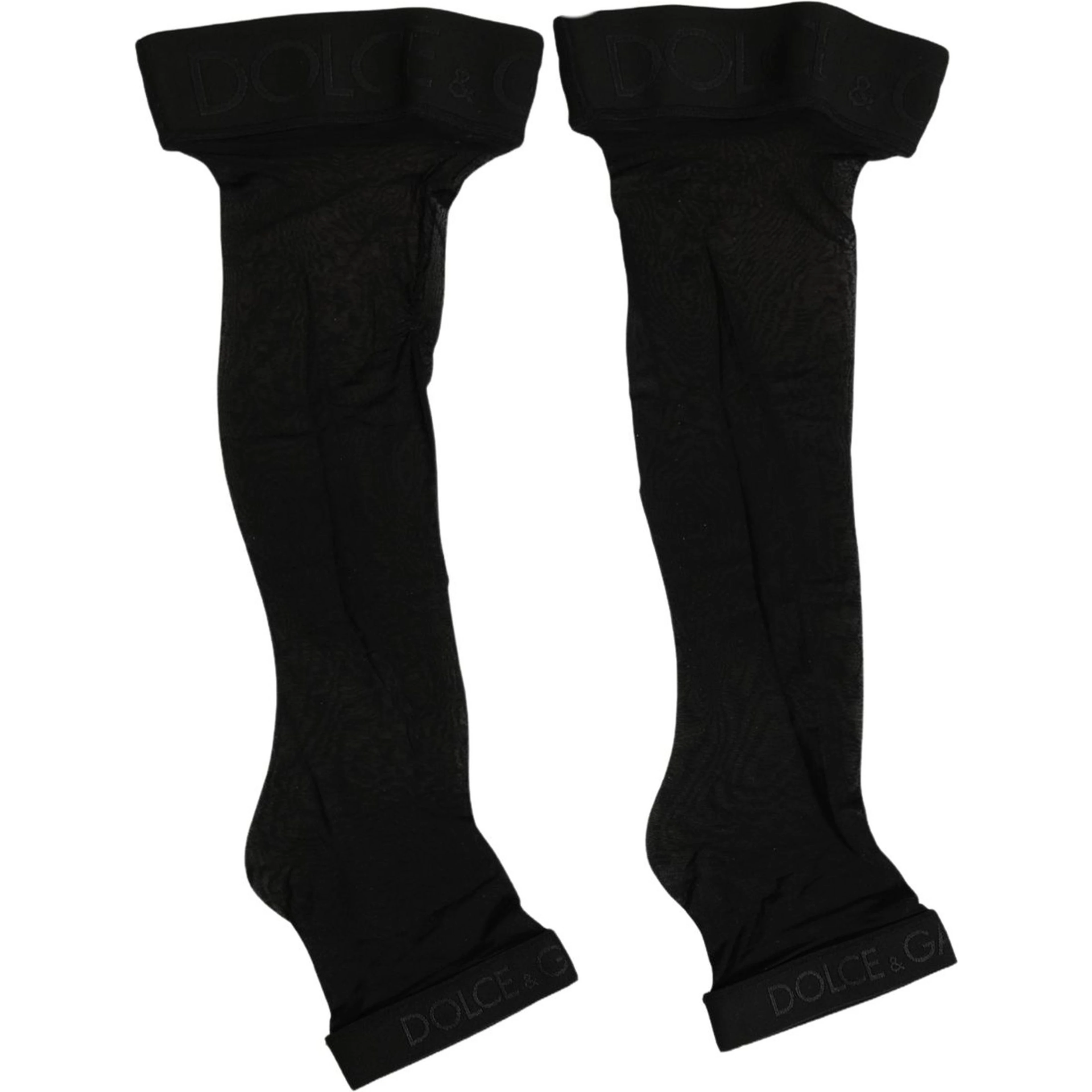 Black Nylon Logo Calf Long Women Accessory Socks