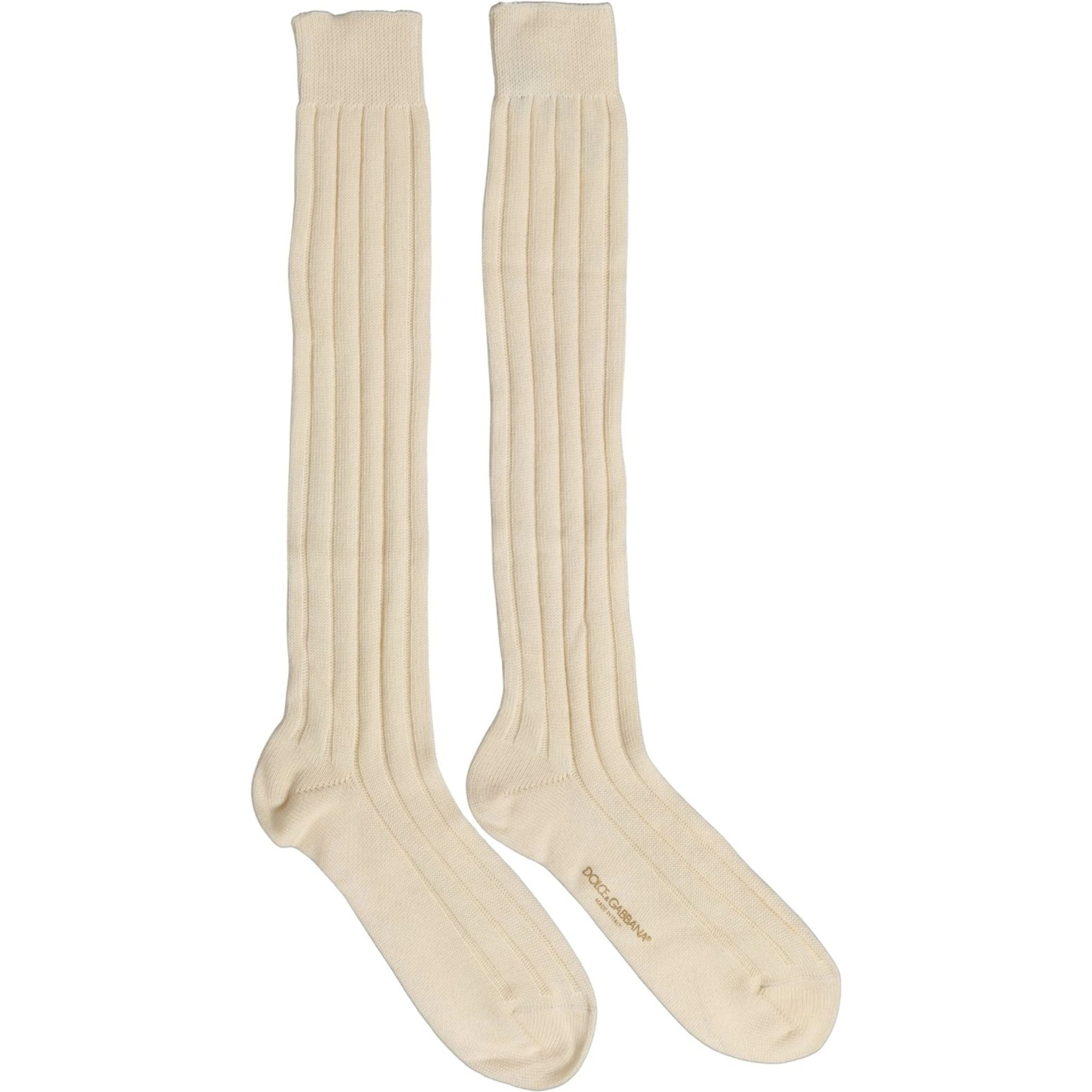 Beige Wool Stretch Knee High Accessory Socks