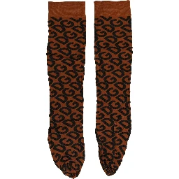 Brown Black Nylon DG Logo Mid Calf Accessory Socks