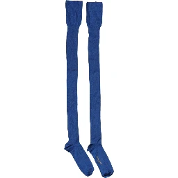 Blue Viscose Knitted Thigh High Accessory Socks