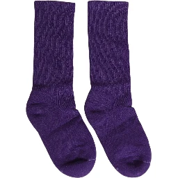 Violet Cotton Ribbed Mid Calf Women Accessory Socks