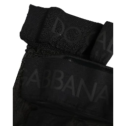 Black Nylon Logo Calf Long Women Accessory Socks