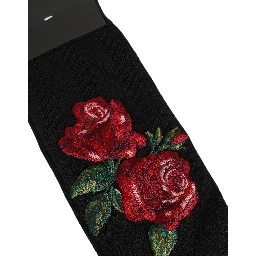 Black Wool Floral Over The Calf Accessory Socks