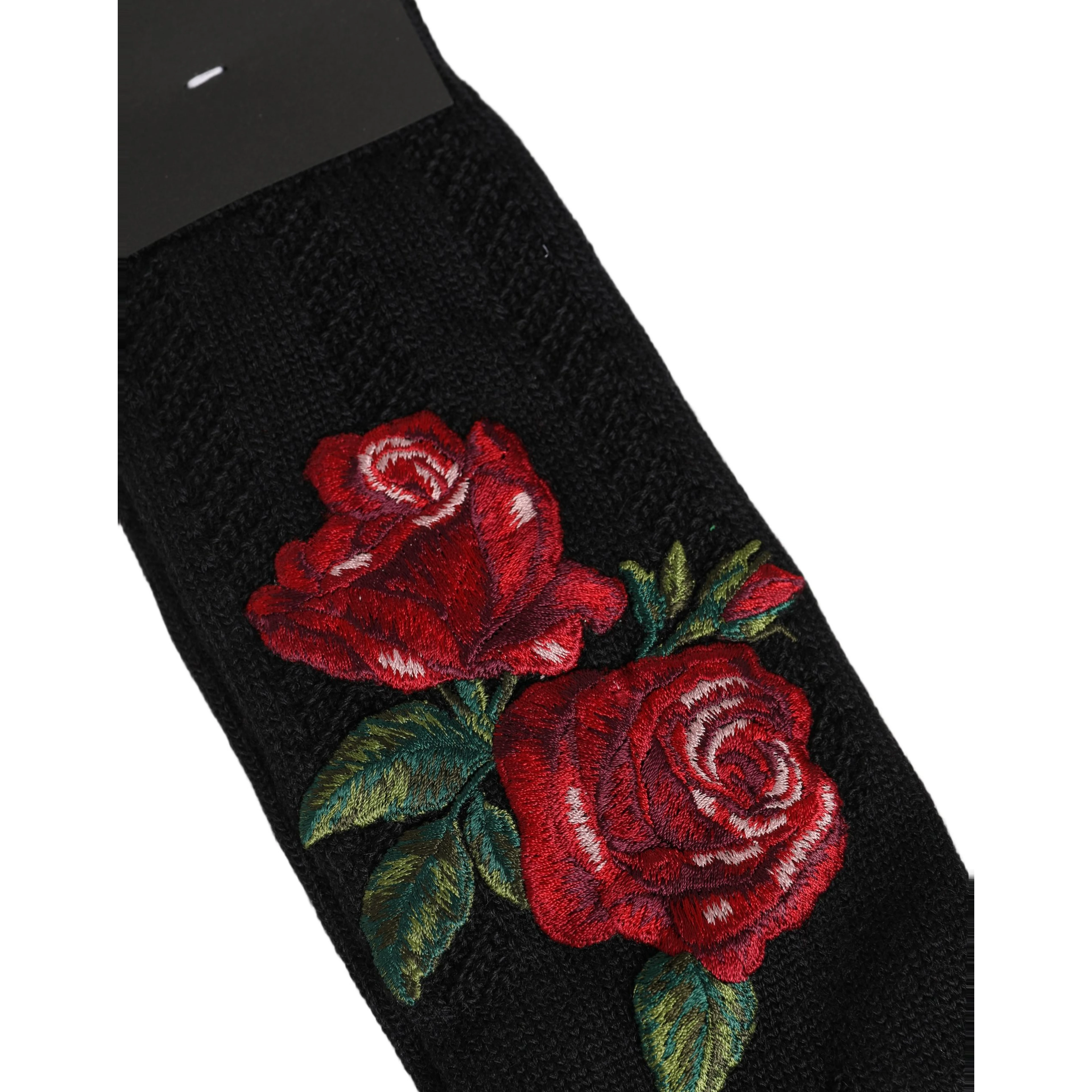Black Wool Floral Over The Calf Accessory Socks