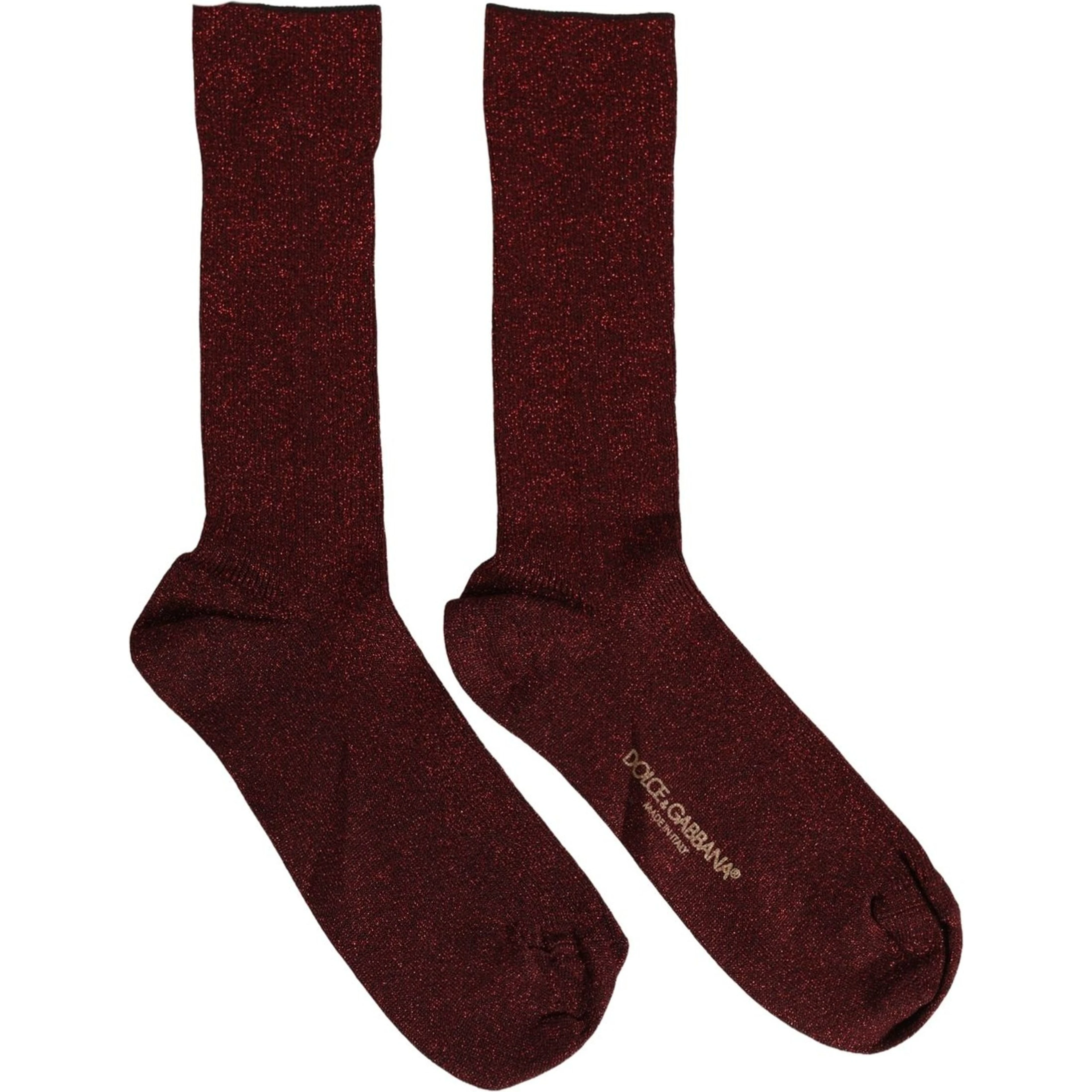 Maroon Viscose DG Logo Mid Calf Accessory Socks
