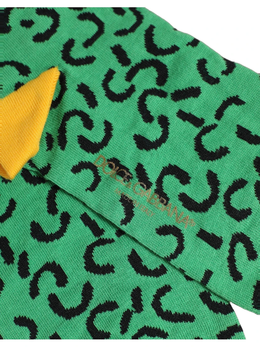 Men Green Cotton Abstract Mid Calf Accessory Socks