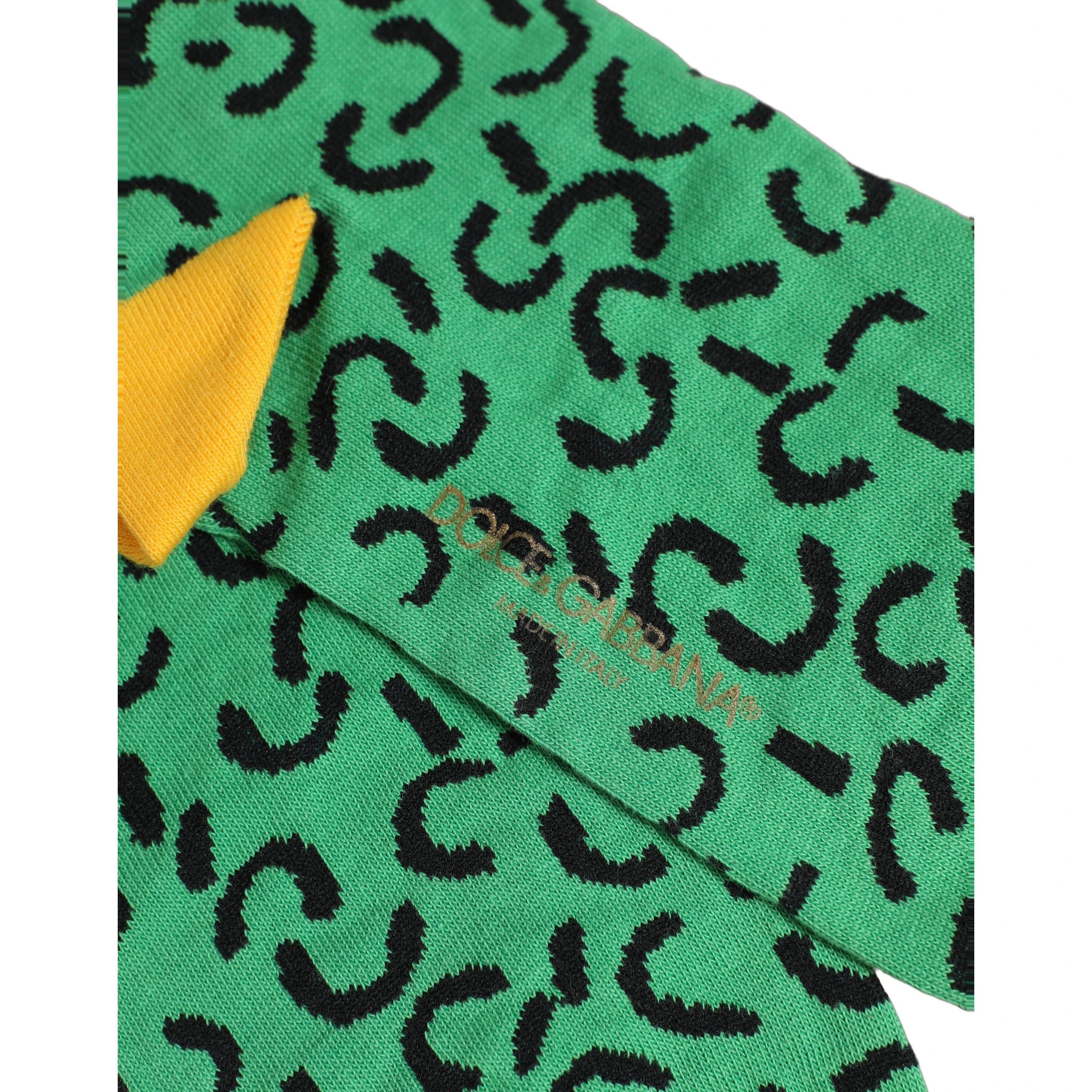 Men Green Cotton Abstract Mid Calf Accessory Socks