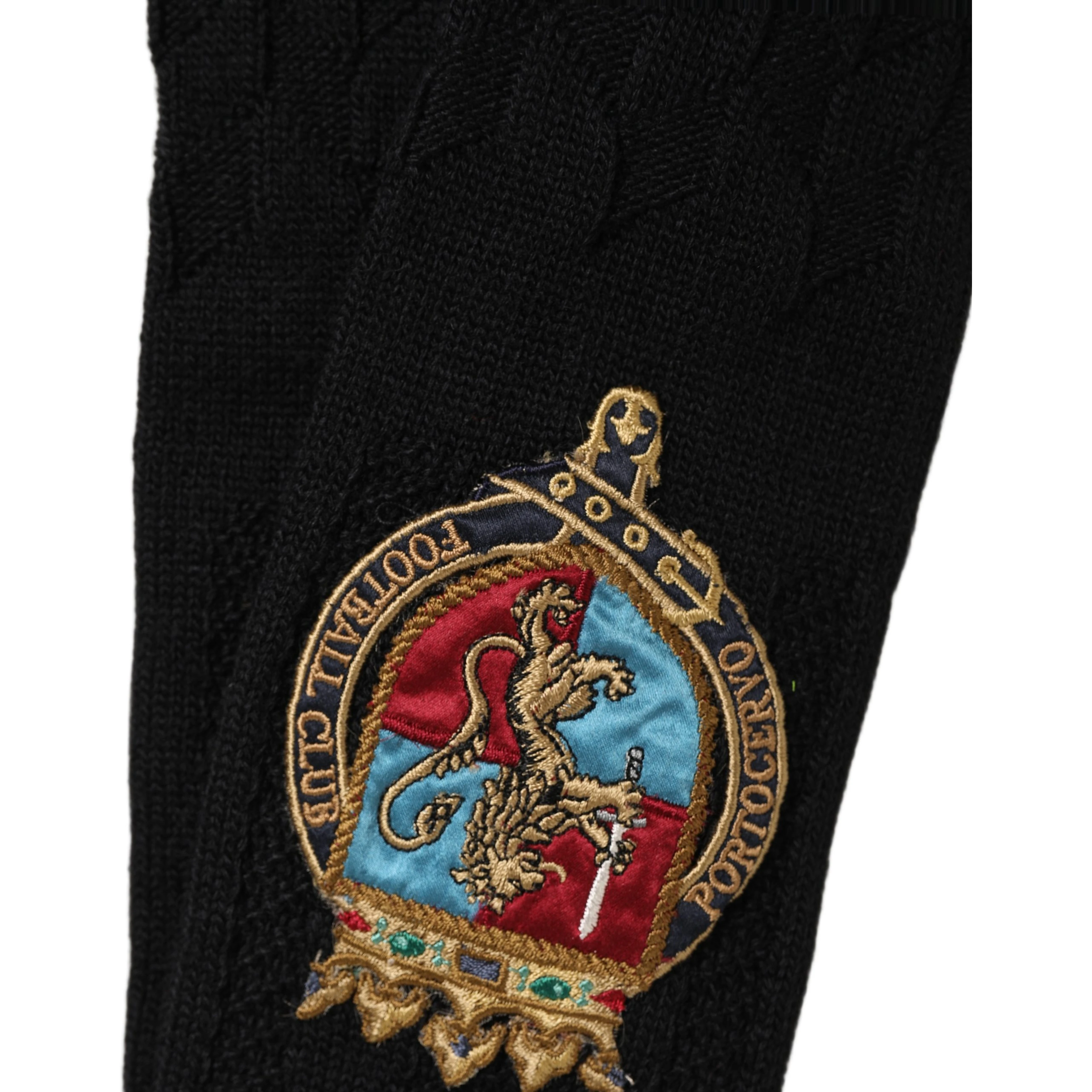 Men Black Wool Crest Logo Knee High Accessory Socks