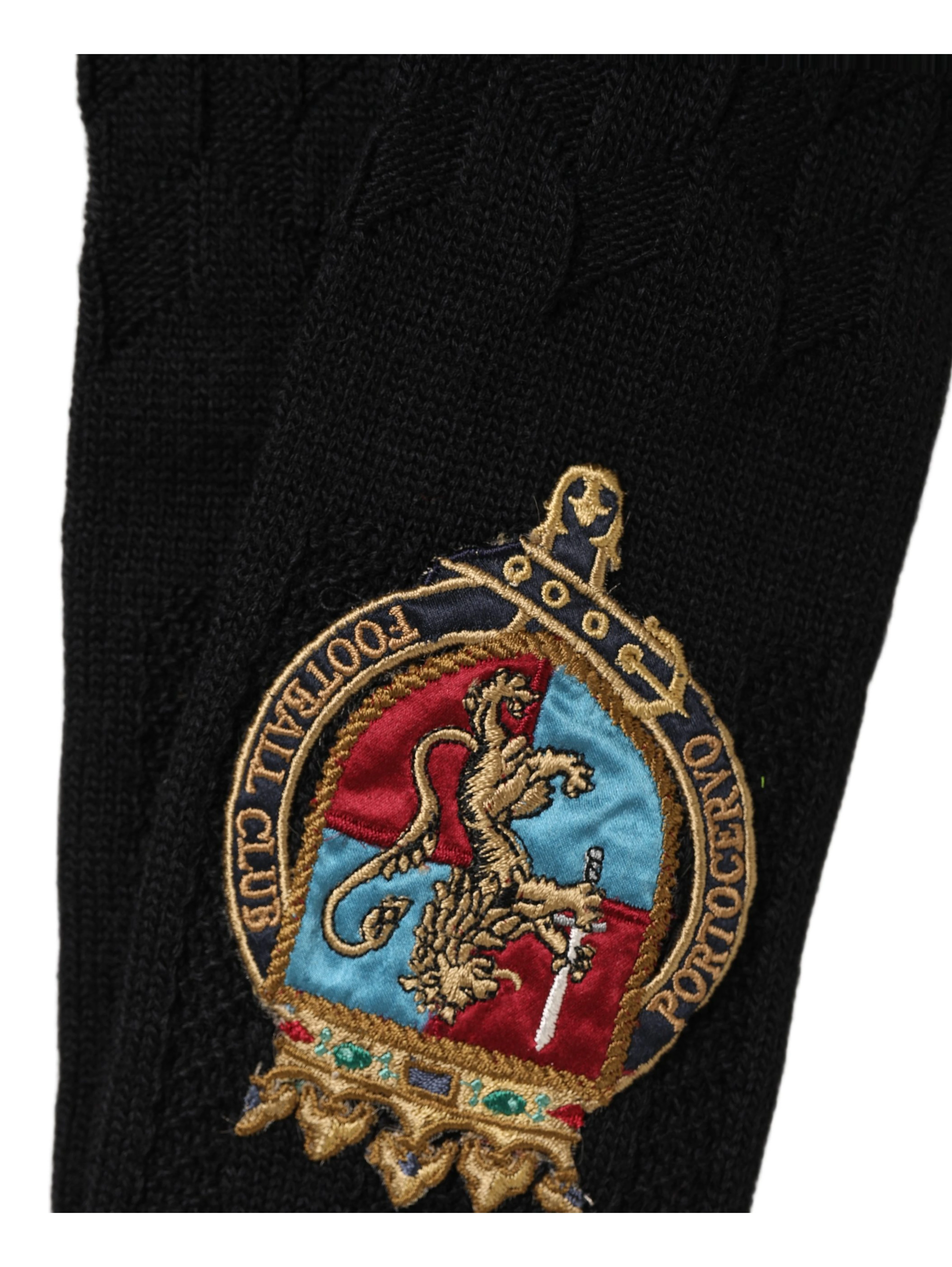 Men Black Wool Crest Logo Knee High Accessory Socks